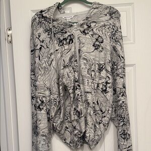 Athleta Black and Gray Floral Hoodie
